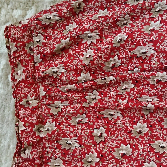 Talbots Petite Floral High Waisted High Rise Pleated Pants M Red White - Picture 6 of 16